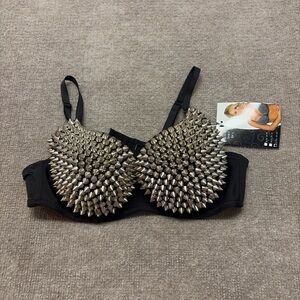 Black Bra with Silver Spike Studs - Women Intimates & Sleepwear 0676 nwt